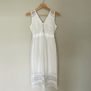 NWOT Abercrombie & Fitch white netted mid dress size XS